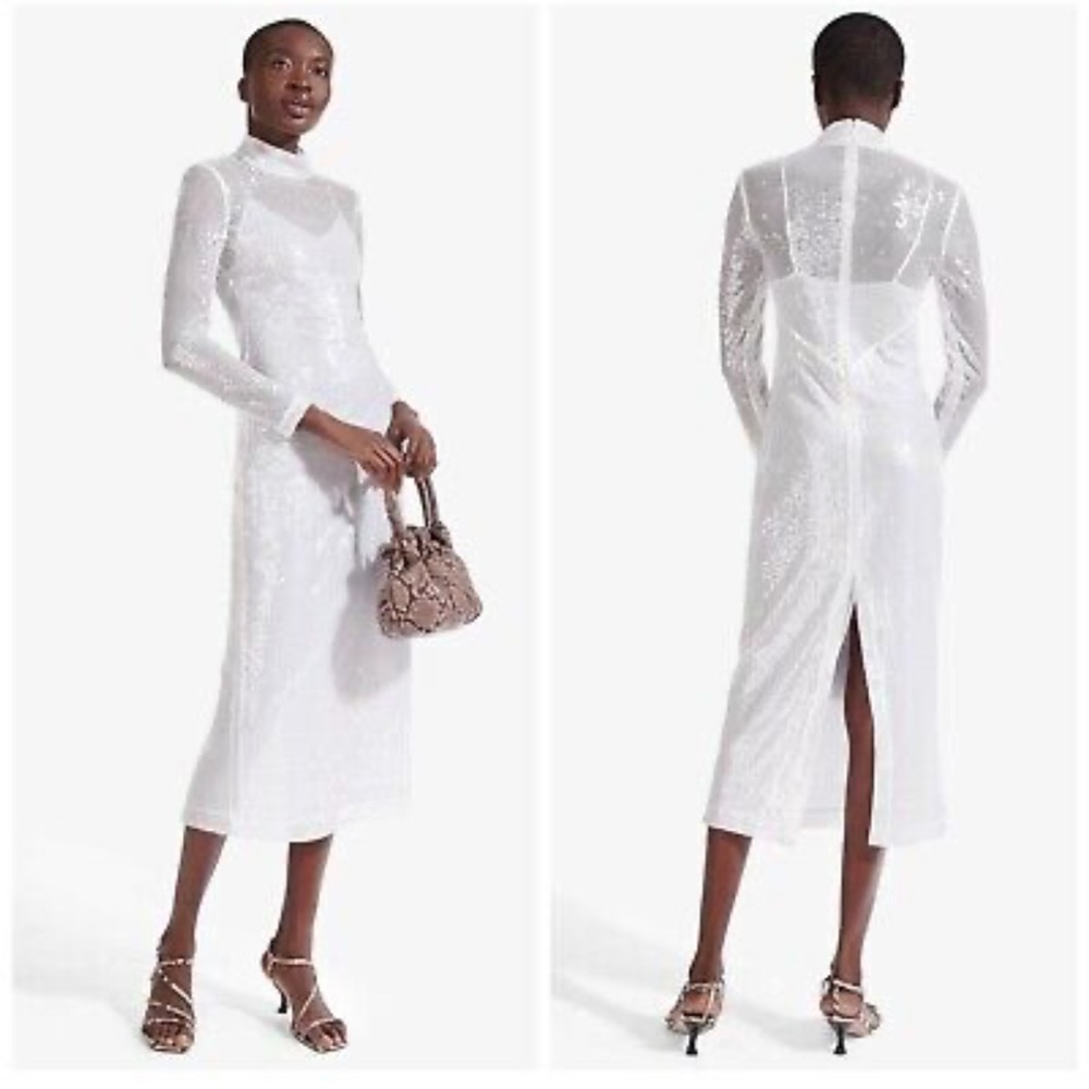 Staud white sequin mock-neck NWT cocktail dress